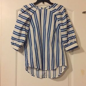 blue and white stripped blouse